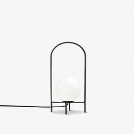 Opviq Lámpara de sobremesa de metal y cristal Blanco y Negro